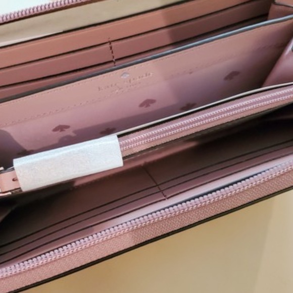 MAKE AN OFFER Kate Spade Greta Court Neda Zip Wallet Dusty Peony Pink Glitter - Picture 3 of 6